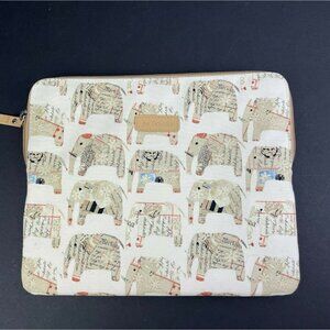 Jim Thompson Elephant Tablet Case  Beige Tan Canvas Quilted Pouch Sleeve New